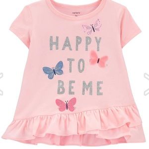 BNWT Carter’s “Happy To Be Me” Ruffle Hem SS Top